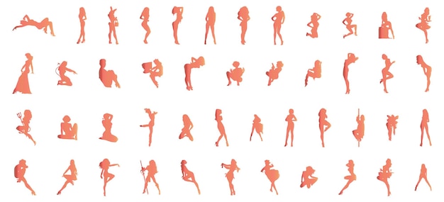 Colección de iconos de poses femeninas