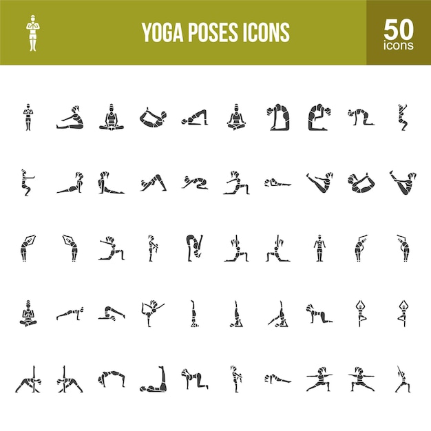 Colección de íconos de posturas de yoga