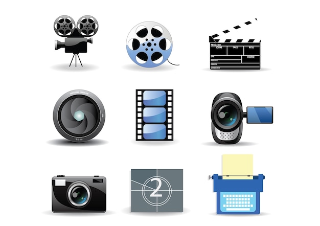 Colección de íconos de producción de películas y videos