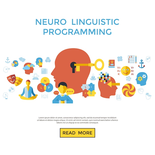 Vector colección de iconos de programación neuro lingüística