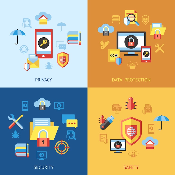 Vector colección de iconos de protección de datos