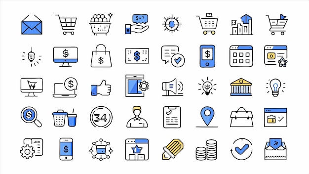 una colección de iconos que incluye una calculadora digital una llave y una carpeta con la palabra financiera