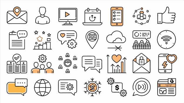 una colección de iconos que incluye una computadora una computadora y un icono web