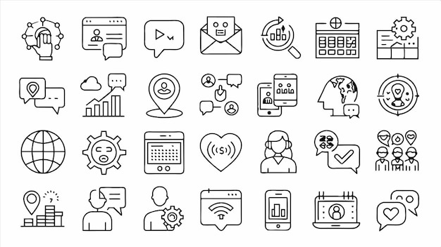 una colección de iconos que incluye un ordenador y un icono web