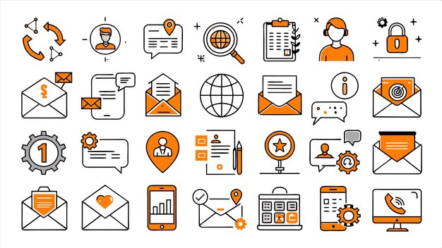 una colección de iconos que incluye una página web con una línea de iconos y la palabra financiera