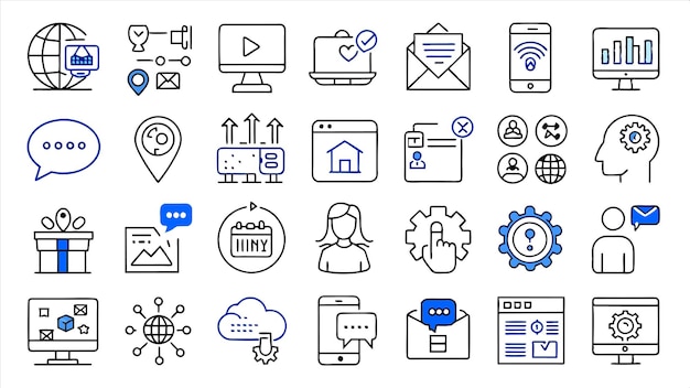 una colección de iconos que incluye una página web que dice web