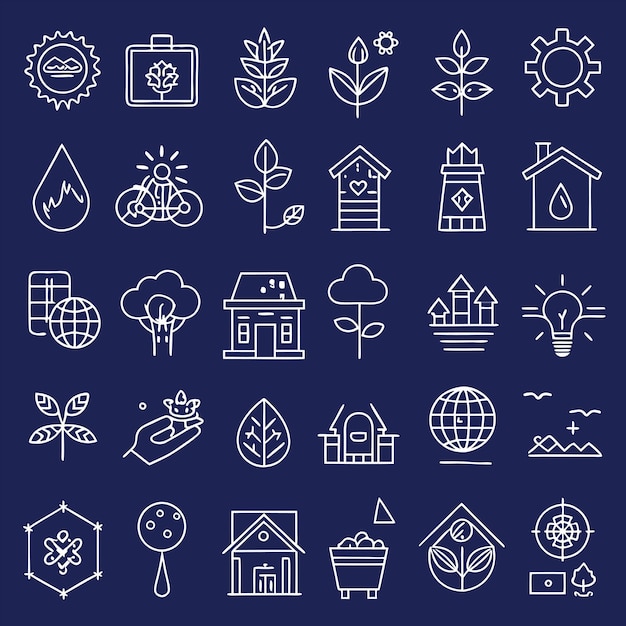 una colección de iconos que incluyen una casa y un árbol