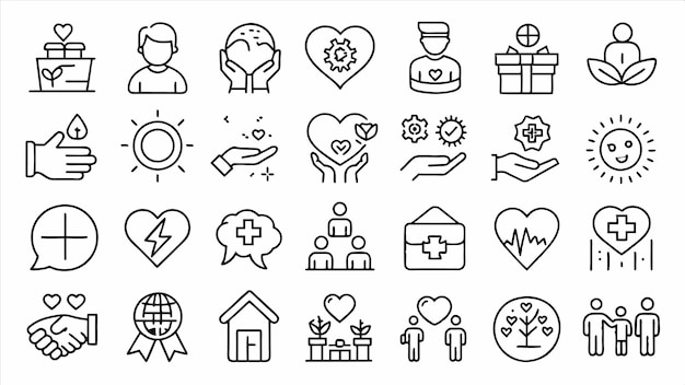 una colección de iconos que incluyen un corazón con una cruz y una cruz en él