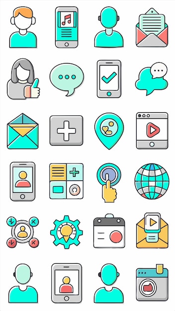 una colección de iconos que incluyen un mundo azul y verde y la palabra u