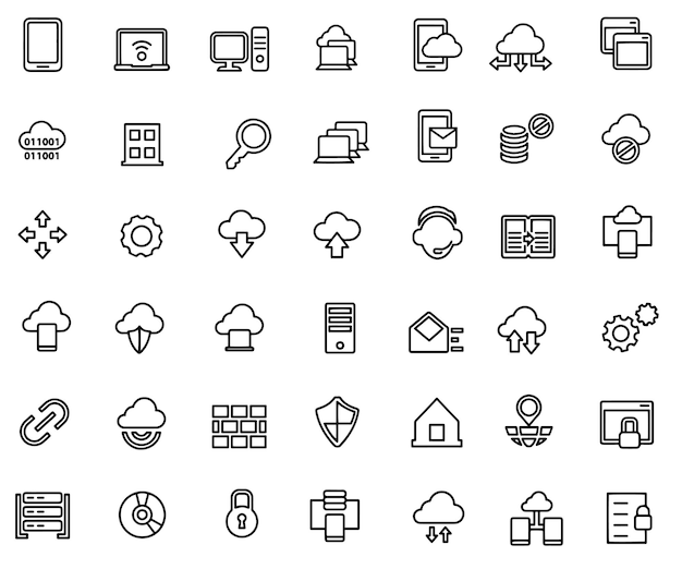 una colección de iconos que incluyen una nube una nube y una nube