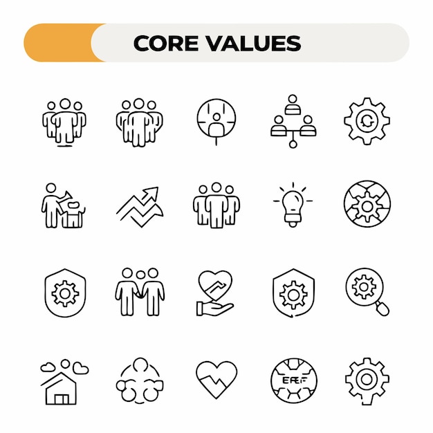 una colección de iconos que incluyen el valor de la palabra