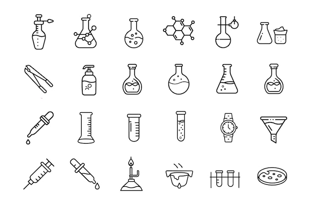 colección de iconos químicos diseño vector arte e ilustración