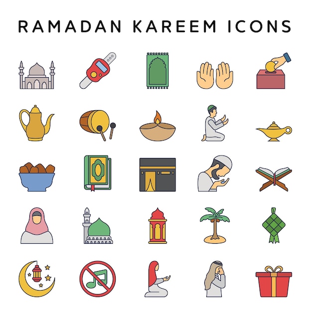 Una colección de iconos de ramadan kareem