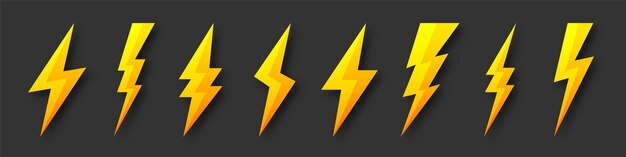 Colección de iconos de rayo amarillo símbolo de flash rayo simple signo de rayo vector
