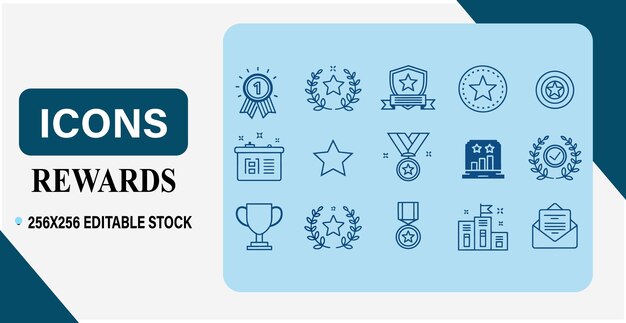 Colección de íconos de recompensa por logros y reconocimiento