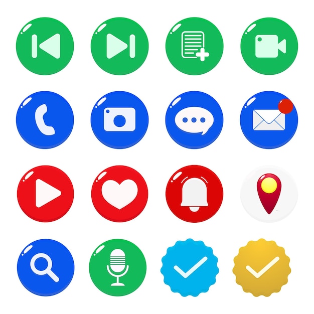 una colección de iconos de redes sociales botón de teléfono mensaje de juego ilustración vectorial