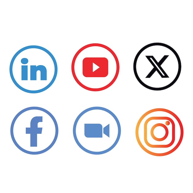 Colección de iconos de redes sociales en forma redonda