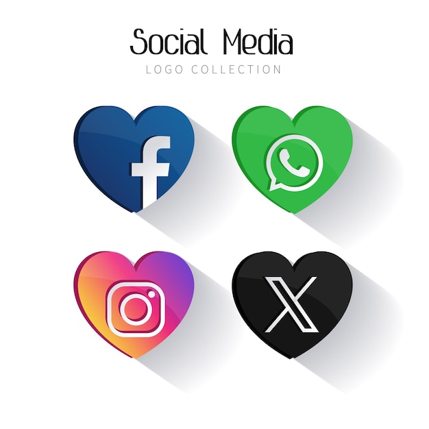 Colección de iconos de las redes sociales instagram facebook whatsapp X Vector