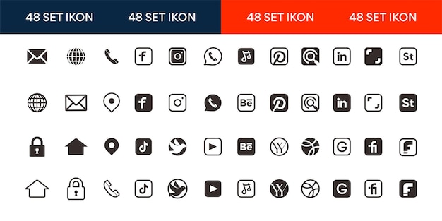 Colección de iconos de redes sociales y interfaces