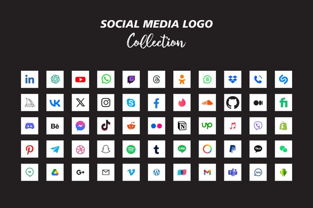 Colección de iconos de redes sociales populares