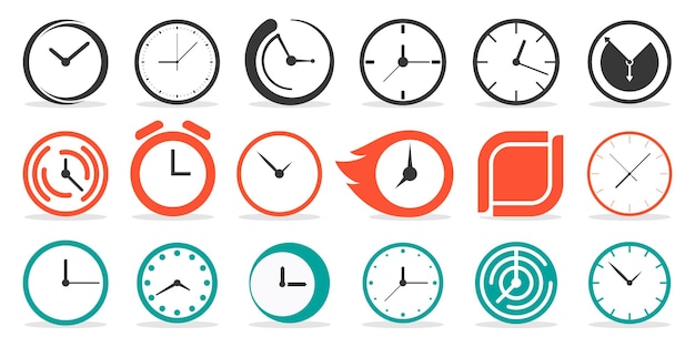 Colección de iconos de reloj Conjunto de iconos de reloj de tiempo abstracto Colección de logotipos de fecha límite de tiempo de entrega exprés Colección de iconos de reloj y reloj