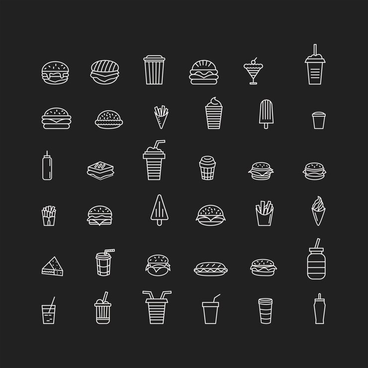 Colección de íconos de restaurantes de hamburguesas Íconos vectoriales de comida rápida