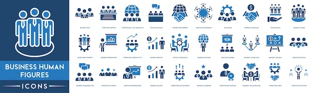 Colección de iconos Reunión del equipo de negocios Discusión de colaboración