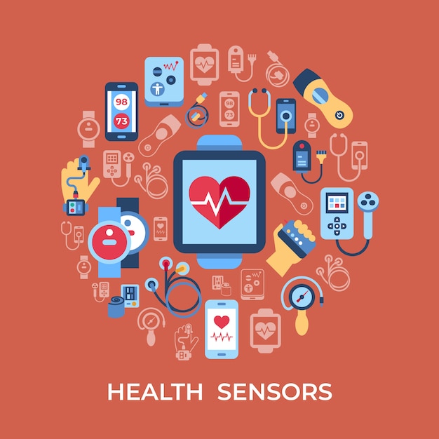Colección de iconos de sensores de salud