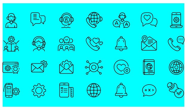 Colección de iconos de servicio al cliente y comunicación