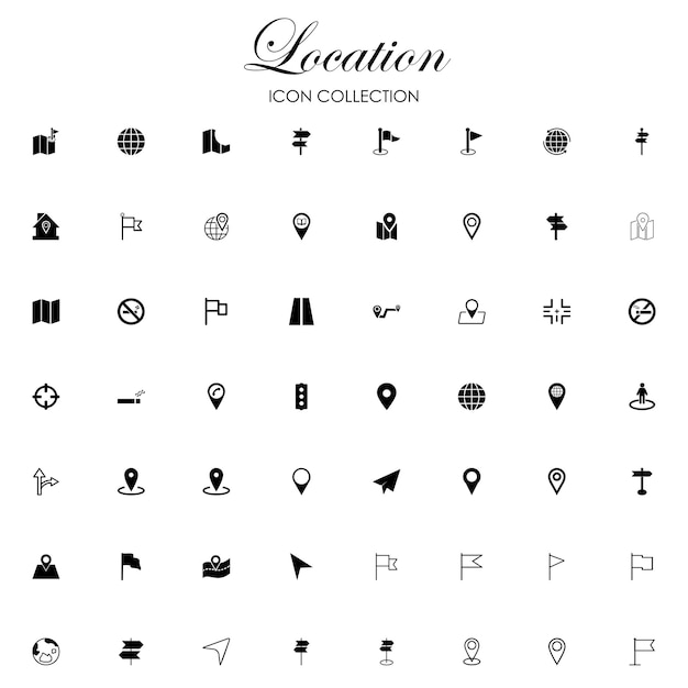 Colección de iconos de silueta de ubicación