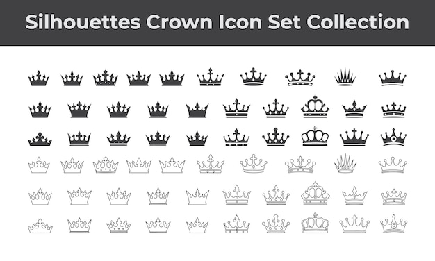 Colección de iconos de siluetas de la corona