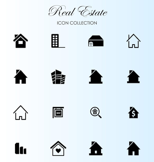 Colección de íconos de siluetas inmobiliarias