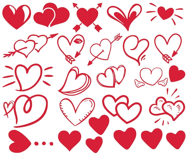 Colección de iconos de símbolo de corazón de amor Conjunto de ilustración de amor Corazones