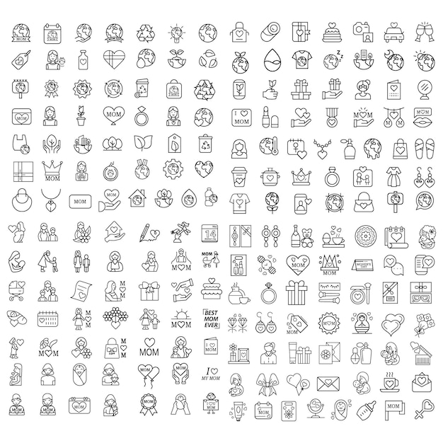 Colección de íconos y símbolos del Día de la Madre