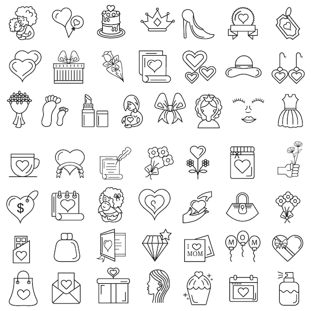 Colección de iconos sobre el Día de la Madre y el Amor