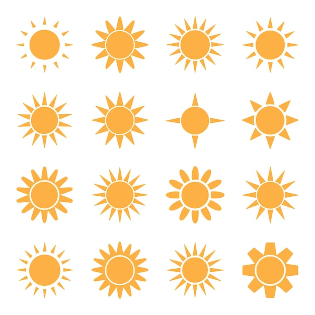 Colección de iconos del sol en diferentes estilos perfectos para varios proyectos de diseño