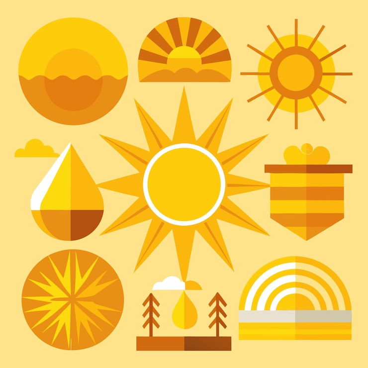 Vector colección de íconos de sol y luna vibrantes gráficos vectoriales gratuitos