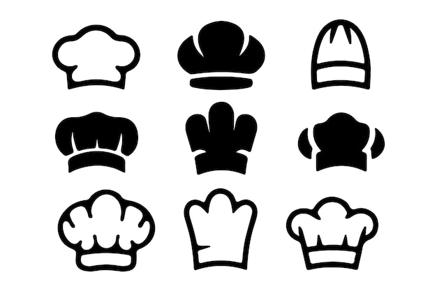 Colección de íconos de sombrero de chef creativo para artistas culinarios Conjuntos de iconos de restaurante con diseño de sombreros de chef
