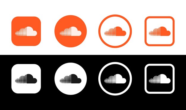 Colección de íconos de Soundcloud símbolo de logotipo vector negro