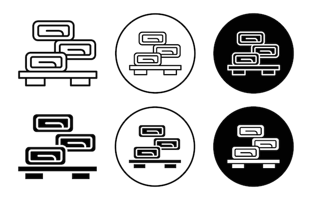 Colección de iconos de Tamagoyaki con un contorno de un símbolo o signo de línea delgada