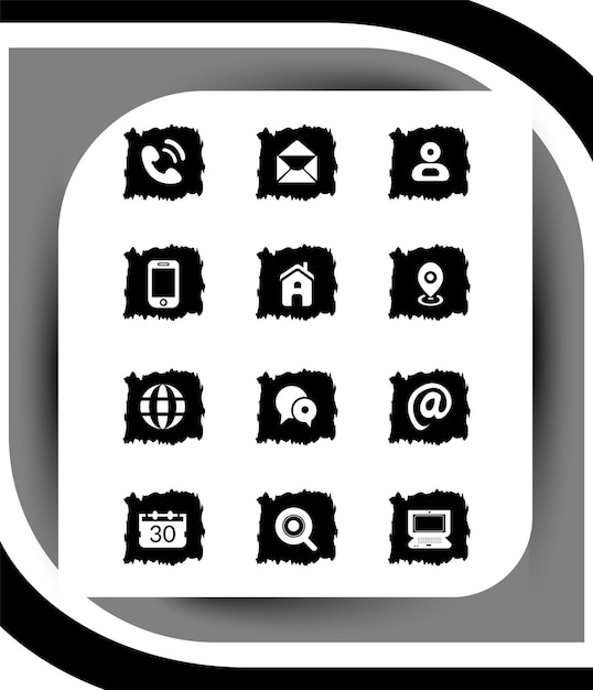 Colección de iconos de tarjetas de visita Contacte con nosotros conjunto de iconos y negocio y oficina Icones Set