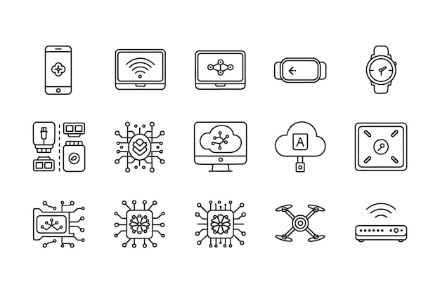 Colección de iconos de tecnología de dispositivos inteligentes