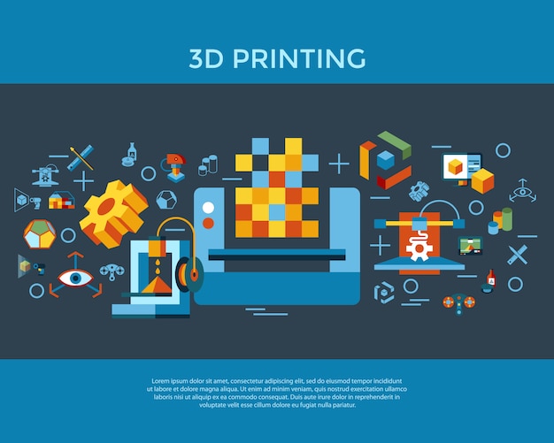 Colección de iconos de tecnología de impresión 3D