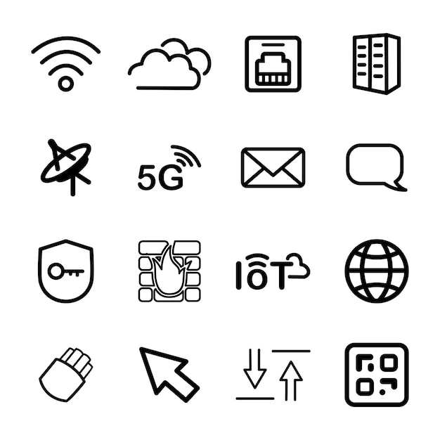 Colección de iconos de tecnología de red