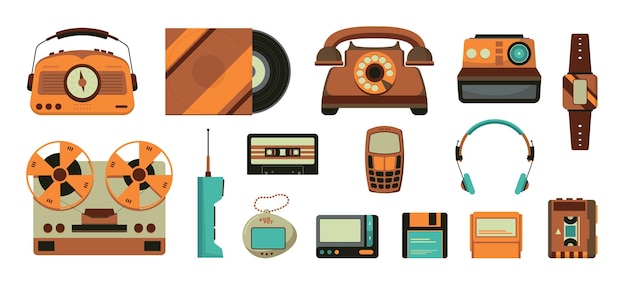 Colección de iconos de tecnología retro