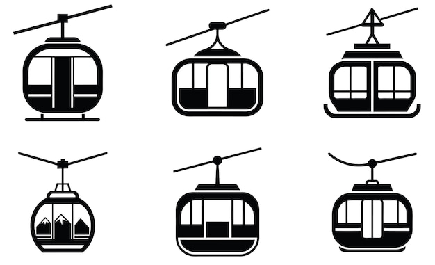 Colección de íconos de teleféricos y góndolas
