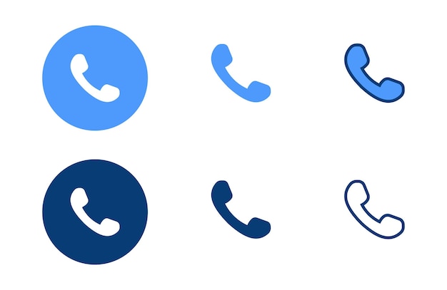 Colección de iconos de teléfono en diferentes estilos de conjunto de ilustraciones vectoriales planas