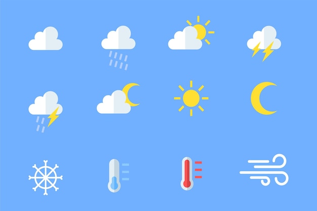Colección de iconos del tiempo Estilo plano Icones vectoriales