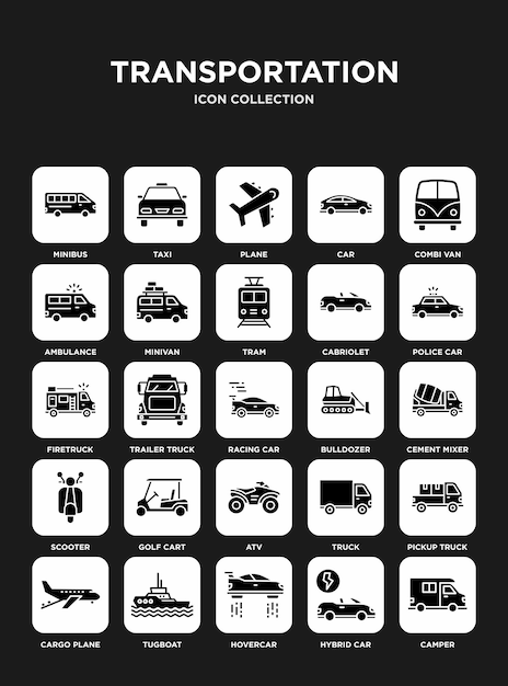 Colección de iconos de transporte