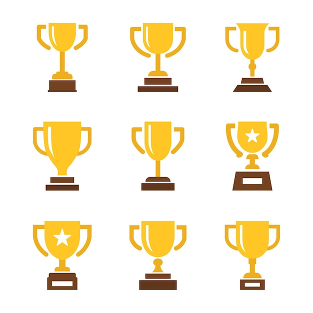 Colección de iconos de trofeos dorados de Vector